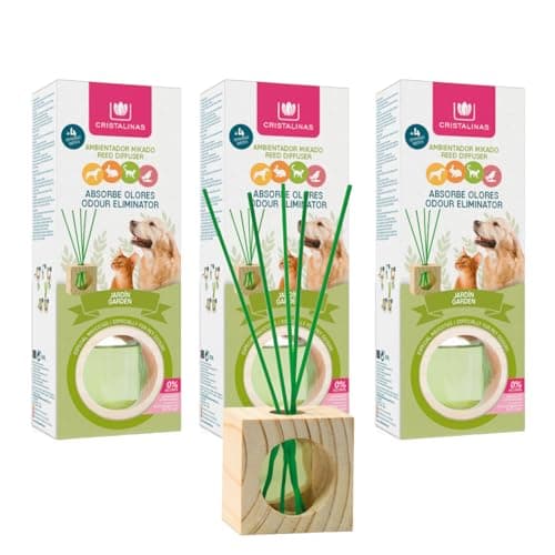 Image of CRISTALINAS Pet Odour Eliminating Reed Diffusers Garden Scent - 30ml Air Fresheners for Home - Lasts upto 4 weeks - Pack of 3
