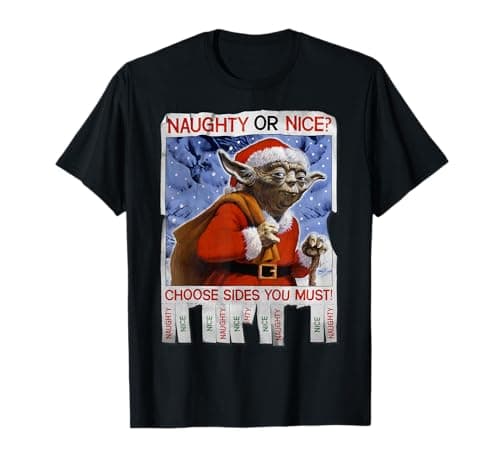 Image of Star Wars Yoda Naughty Or Nice Flyer Christmas T-Shirt