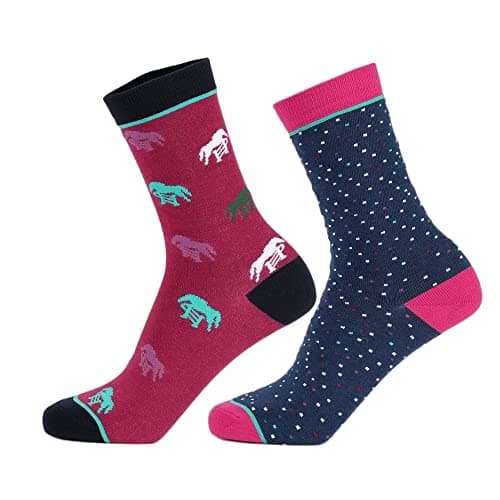 Image of Aubrion - Bamboo Horse Socks for Boys/Girls - Pack of 2, Pink, Blue, Black, One size