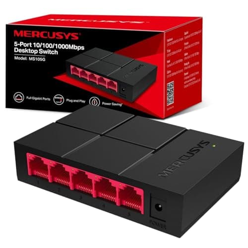Image of MERCUSYS MS105G 5-Port Desktop Ethernet Network Switch/Hub, 10/100/1000Mbps Ethernet Splitter, Energy Saving up to 82%, Plug & Play, TP-Link Switch, Perfect for home/small office/dormitory