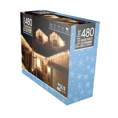 Image of Festive Productiions Snowing Icicle Lights Warm White 480