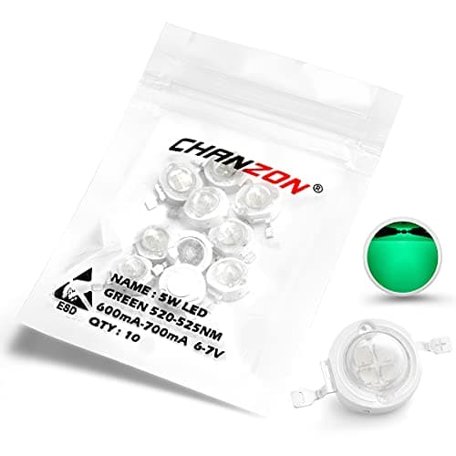 Image of CHANZON 10 pcs High Power Led Chip 5W Green (600mA - 700mA / DC 6V - 7V / 5 Watt) Super Bright Intensity SMD COB Light Emitter Components Diode 5 W Bulb Lamp Beads DIY Lighting