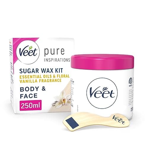 Image of Veet Essential Oils and Floral Vanilla Hot Wax Microwavable Jar, Waxing Kit, 250 ml, multicolor