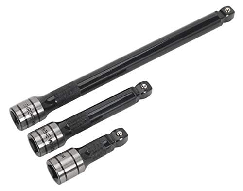 Image of Sealey AK7692 3 Piece 1/2-inch Sq Drive Wobble/Rigid Extension Bar Set Black Series, Silver