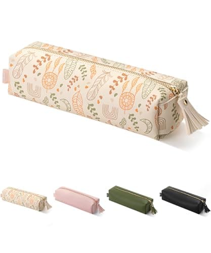 Image of Mr. Pen PU Leather Boho Style Pencil Case, Slim Aesthetic Leather Pouch