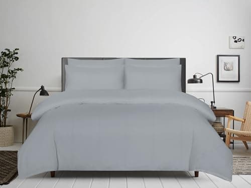 Image of APEX FURNISHINGS Double Duvet Cover Sets - 100% Brushed Microfiber Bedding Quilt Cover with Pillowcases - Grey