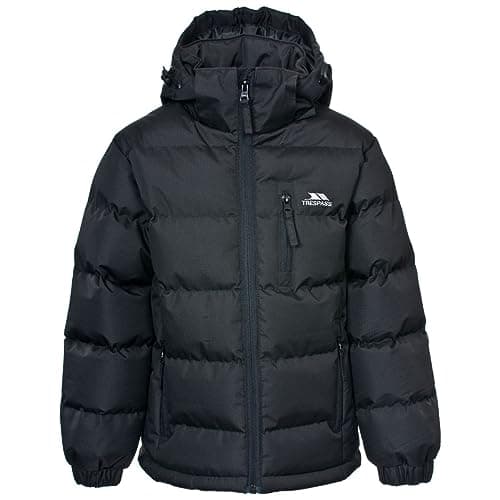 Image of Trespass Boys Padded Jacket Tuff X - Water Resistant & Windproof Puffer Coat, Autumn Winter Hooded Jacket for School & Outdoor, Kids Puffer Jacket with Pockets