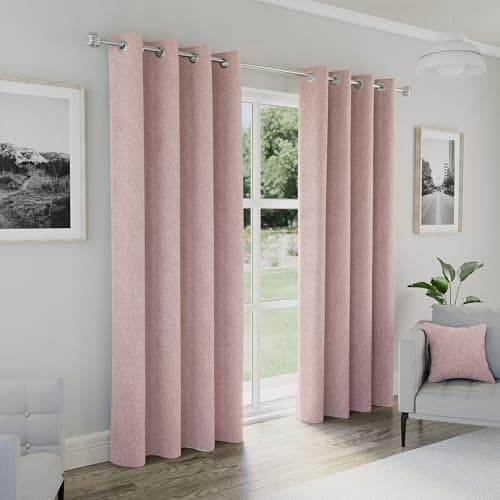 Image of Enhanced Living Austin Blush Eyelet 100% Blackout Curtains 46 x 72 inch (117x183cm) Thermal Noise Reducing Eyelet Curtains for Living Room and Bedroom