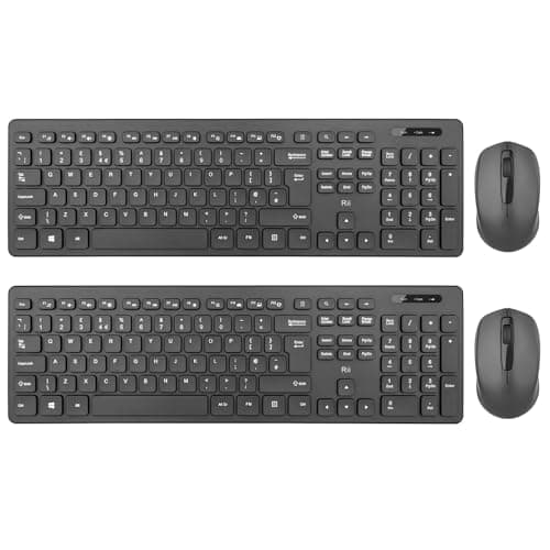 Image of Wireless keyboard and Mouse Set,Rii RK200 Standard Full Size Wireless Keyboard and Mouse 104 Keys for Work Office Home UK Layout 2 Pack (AAA Batteries not Include)