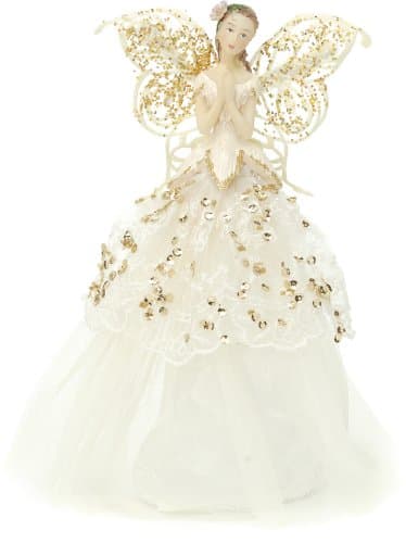 Image of Festive Productions Fabric Angel Christmas Tree Topper, 23 cm - Gold/Cream