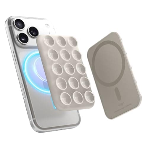 Image of elago Magnetic Suction Cup Phone Mount Compatible with MagSafe Case, Removable Silicone Sticky Grip Holder for iPhone, Hands-Free Selfies/Video for TikTok&Instagram Influencer/Creator (Stone)