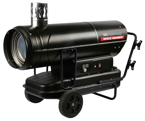 Image of Sealey 170,000Btu/hr Indirect Space Warmer Kerosene/Diesel Heater with Wheels – ABI1700, Black