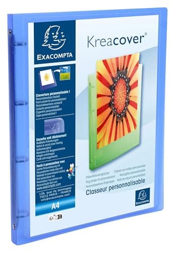 Image of Exacompta Kreacover Ring Binder Polypropylene 15mm 4-Ring A4 Translucent Blue Ref 51962E [Pack of 12]