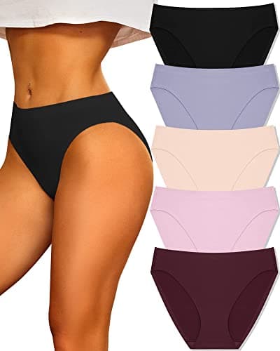Image of FINETOO Seamless Knickers For Women No Vpl Briefs Women's Seamless Underwear Underpants Nahtlo Hipster Invisible Panties Comfortable High Leg Knickers High Cut Design Full Coverage Multipack m-3xl