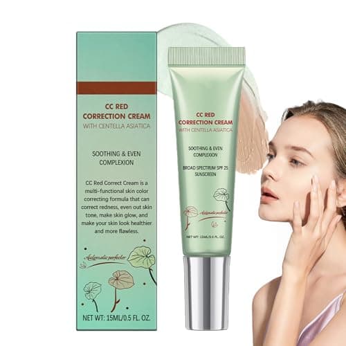 Image of CC Cream Red Correct, Crème Correctrice Avec, 15 ml, Texture Fluid, Sans Poudre, Corrige les Rougeurs, Hydrate, Protection SPF, Pour Maquillage Naturel, Journées Quotidiennes, Peaux Sensitive