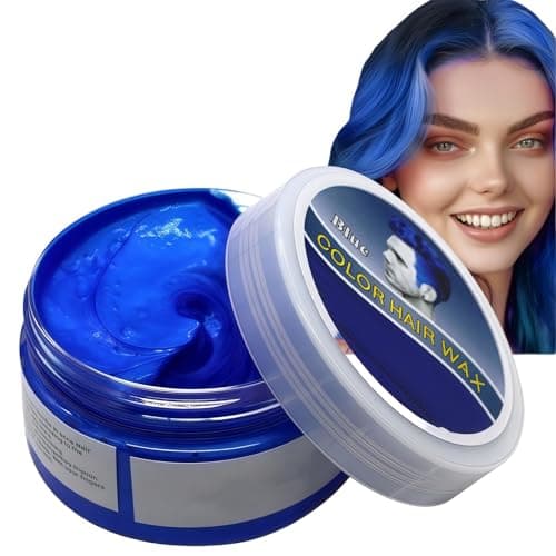 Image of Blue Hair Color Wax,Temporary Hair Color Wax,Safe Hair Colour Pomade Washable for Men, Women,Party,Cosplay,Temporary Hair Dye Wash In Wash Out Hair Colour W-ax, (Blue),Bl/ue H/air W/ax