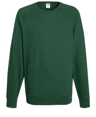 Image of Fruit of the Loom 62138 Lightweight Raglan Sweatshirt - Bottle Green - S