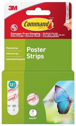 Image of Command Poster Mounting Adhesive Strips, White - 12 Adhesive Strips - Ideal for Hanging Posters, Schedules, Calendars or Pictures without Frames - Damage Free Hanging