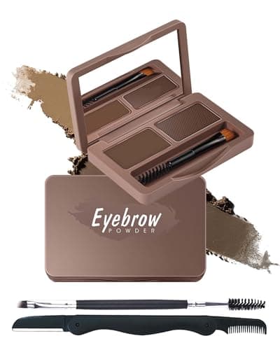 Image of Eyebrow Powder Kit-2 Colors Soft Eye Brow Tinted Powder Palette, Waterproof & Long Lasting Dark/Light Brown Brow Filler, Professional Eyebrow Contour Makeup for Women with Mirror Brow Brush & Razor-1#
