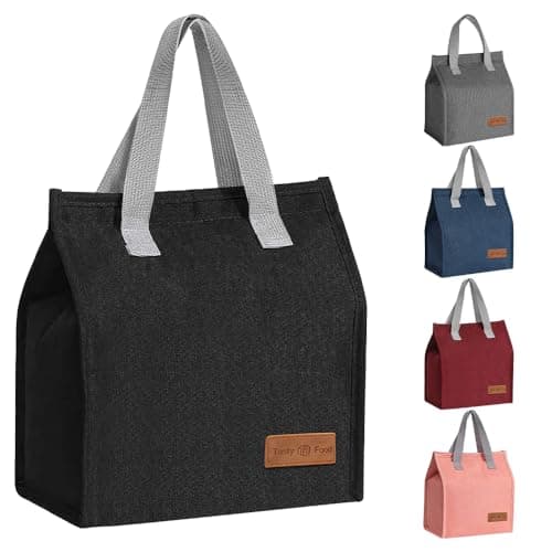 Image of lmytdo Lunch Bags for Women Men, Portable Insulated Lunch Bag Water-Resistant Leak-Proof Lunch Box Tote Bag for Kids Girls Boys Adults, Thermal Cooler Bag for Work School Picnic Travel (Black)
