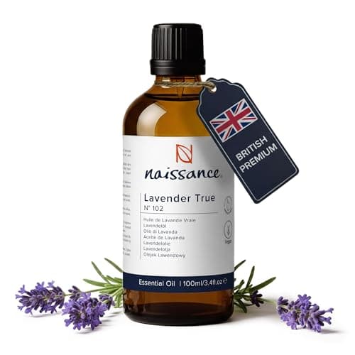 Image of Naissance True Lavender Essential Oil (No. 102) 100ml - Pure, Natural, Cruelty Free, Vegan, Steam Distilled and Undiluted - Relaxing & Soothing - for Diffusers, Aromatherapy & Massage Blends
