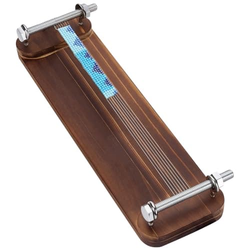 Image of FINGERINSPIRE Rectangle Wooden Loom for Seed Bead Weaving, 35x10cm Sienna Color Seed Bead Loom Jewelry Making Tool for Loomed Stitch Short Necklaces and Bracelets for Beginners