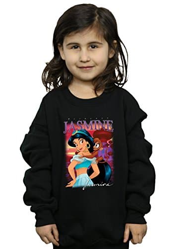 Image of Disney Girls Aladdin Princess Jasmine Montage Sweatshirt Black 5-6 Years