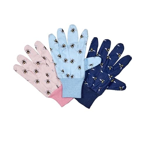 Image of Cotton Grip Triple Pack Bees Gardening Gloves - M8
