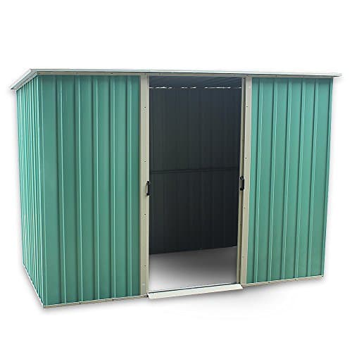 Image of 6x4FT Storage Shed Metal Garden Apex Roof Shed Metal Flat Roof Shed Door at 6FT side