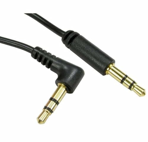 Image of iSeventy9 2M Slim Black AUX Right Angle 3.5mm to Straight Stereo Jack Audio Earphone Cable