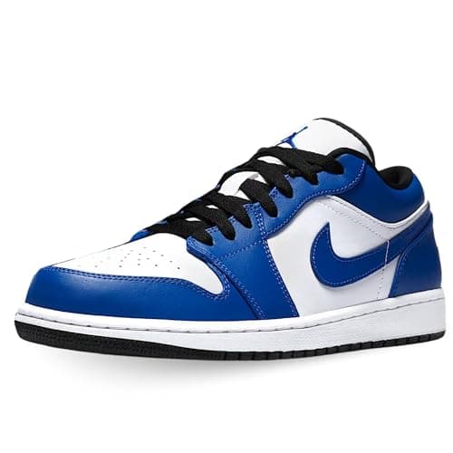 Image of Nike AIR JORDAN 1 LOW, Men's Basketball Shoe, White Hyper Royal Black, 10 UK (45 EU)