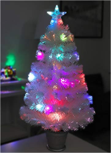 Image of Christmas Concepts® 3ft (36") Irridescent LED Fibre Optic Christmas Tree With Colour Changing LED Lights + Silver Base