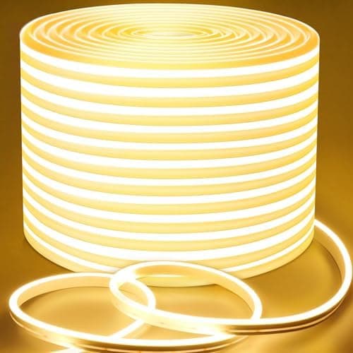 Image of Lamomo Outdoor LED Strip Light 30m,3000K Dimmable LED Neon Rope Strips,24V Waterproof Silicone Flexible Warm White Strip Lights for Kitchen Bedroom Garden Outdoor Indoor DIY Decoration[Energy Class F]