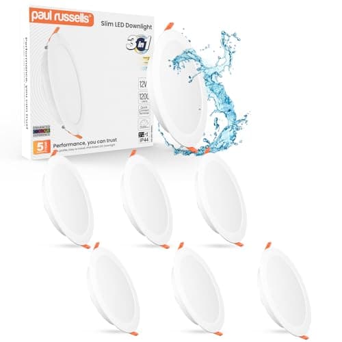 Image of paul russells Bathroom Spot Lights Ceiling, 12W LED Round Panels 3 CCT Light, 1200LM, 3000K,4000K,6500K, Led Downlights spotlights for Ceiling, Panel Lighting (Non-Dimmable), 6 Pack