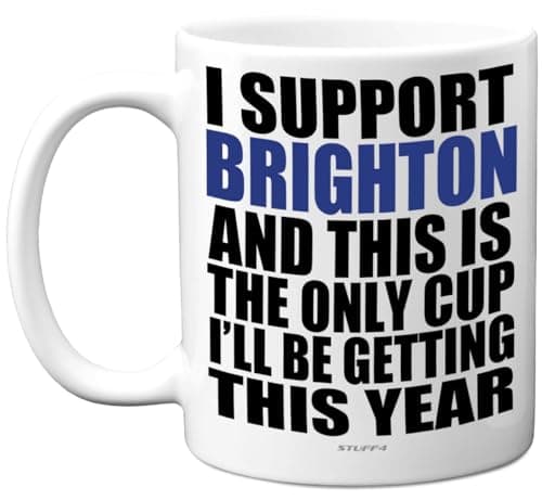 Image of Funny Football Mug Gift for Brighton Fans - Footy Only Cup - Joke Xmas Birthday Mugs Present Gifts for Son Dad Brother Uncle Colleague Friend Cousin, 11oz Ceramic Dishwasher Safe Coffee Tea Cup