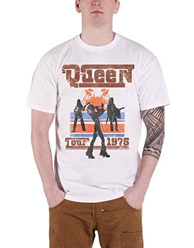 Image of Queen T Shirt Tour 1976 Silhouettes Band Logo Vintage Official Mens White XXL