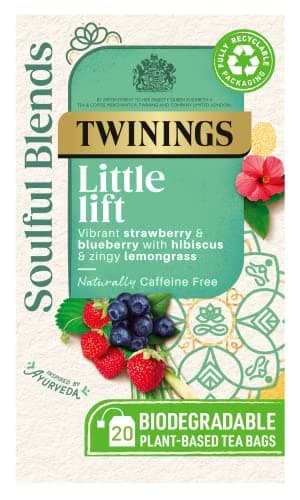 Image of Twinings Soulful Blends Little Lift Inspired by Ayurveda - Strawberry & Blueberry Herbal Tea Infusion with Hibiscus & Lemongrass - 20 Biodegradable Tea Bags