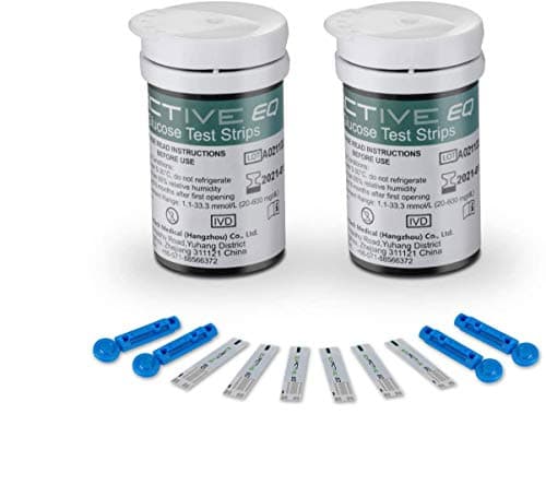 Image of Diabetes Test Strips Blood Glucose Test Strips x 50 & Diabetes Lancets x 50, Blood Glucose Strips, Blood Sugar Test Strips for UK Diabetics in mmol/L (Compatible with Exactive EQ Impulse)