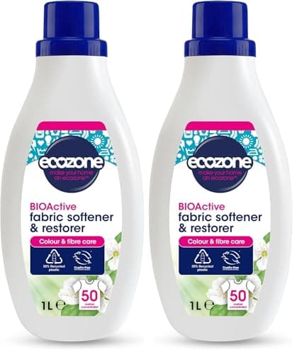 Image of Ecozone BIOActive Fabric Softener & Restorer, Gentle Fabric Conditioner, 50 Washes, Laundry Liquid with Enzyme Action, Restores Colours & Fibres, Eco Conscious Natural Cleaning Products - 1L