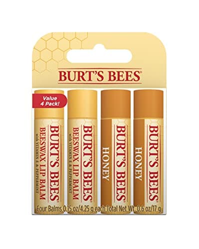 Image of Burt's Bees Lip Balm Multipack, Moisturising Lip Balm Set With Beeswax & Honey, Value Pack, 4x4.25g