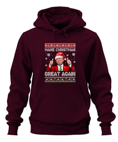 Image of Make Christmas Great Again Santa Claus Thumbs Up Funny Unisex Hoodie Hoodie, burgundy, M