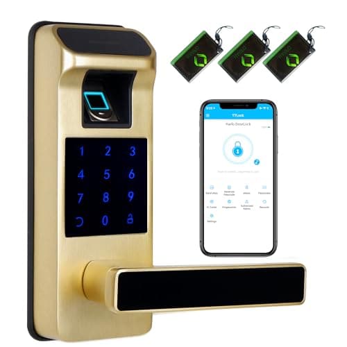 Image of Harfo Smart Door Lock, Heavy Duty Keyless Entry Door Lock, Fingerprint Door Lock, Door Locks with Keypads, Full App Control Digital Door Lock, Keypad Lock Electronic Digital Biometric Door Lock (Gold)