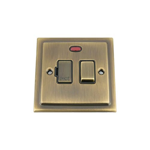 Image of Switched Fused Spur Switch w/Neon Indicator 13 Amp - Victorian - Antique Brass