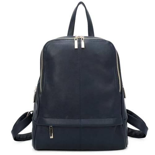 Image of Woodland Leathers Women's Fashion Small Backpack, Womens Backpack With Anti Theft Zipper, Waterproof Faux Leather Back Pack Womens, 13" Tablet And Laptop Fashion Backpacks For Women (Navy)