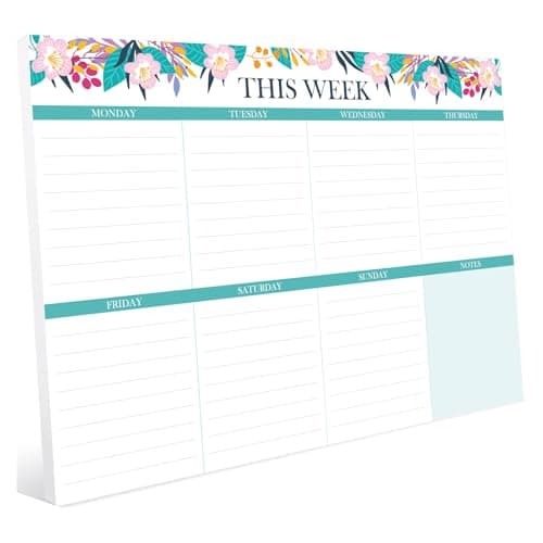 Image of Weekly Planner Pad, 52 Sheets Tear-Off A4 Desk Pad, 120gsm Paper, Undated A4 Weekly To Do List Notepad Organiser Planning Pad for Scheduling & Time Management, 29.7 * 21cm