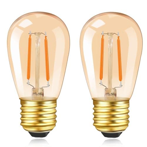 Image of Caldarax S14 E27 Vintage Light Bulbs 1W, 10W Incandescent Bulb Equivalent, Amber Glass Warm White 2200K, Decorative LED Filament E27 Edison Screw Bulb, AC 220V, Non-Dimmable, 2 Pack