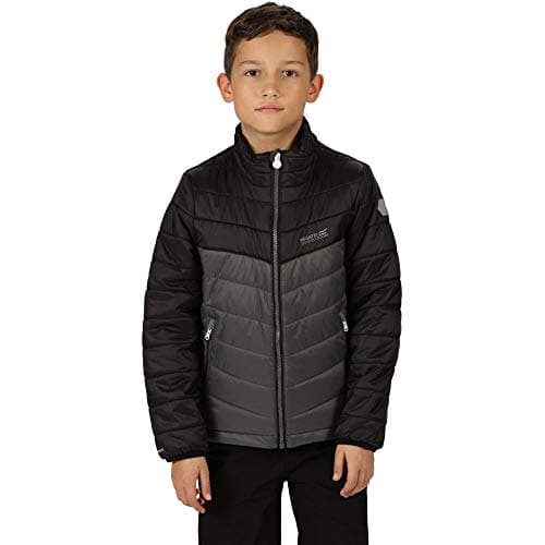 Image of Regatta Kid's Junior Freezeway II Lightweight Holographic Metallic Durable Water Repellent Finish and Insulation Jacket, Magnet/Black, 7-8,RKN098 699C07