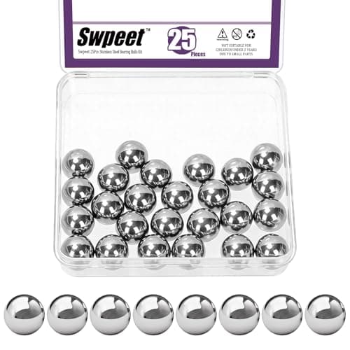 Image of Swpeet 25Pcs 12mm Metric Precision 304 Stainless Steel Bearing Balls Assortment Kit, Loose Bicycle Bearing Balls for Bicycles Casters