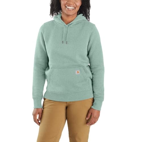 Image of Carhartt Women's Clarksburg Pullover Sweatshirt Hooded Sweatshirt, Succulent Heather, XS