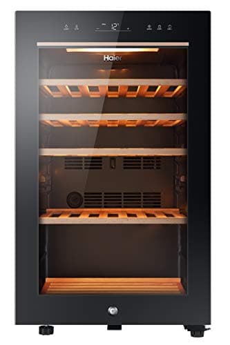Image of Haier Wine Bank 50 Series 5 Freestanding Wine Cooler, 49 Bottles, Single Zone Temperature, Anti-UV Glass Door, Low Vibration Design, LED Light, hOn App, F Class, Black, 49.7x58.5x82 cm - HWS49GA